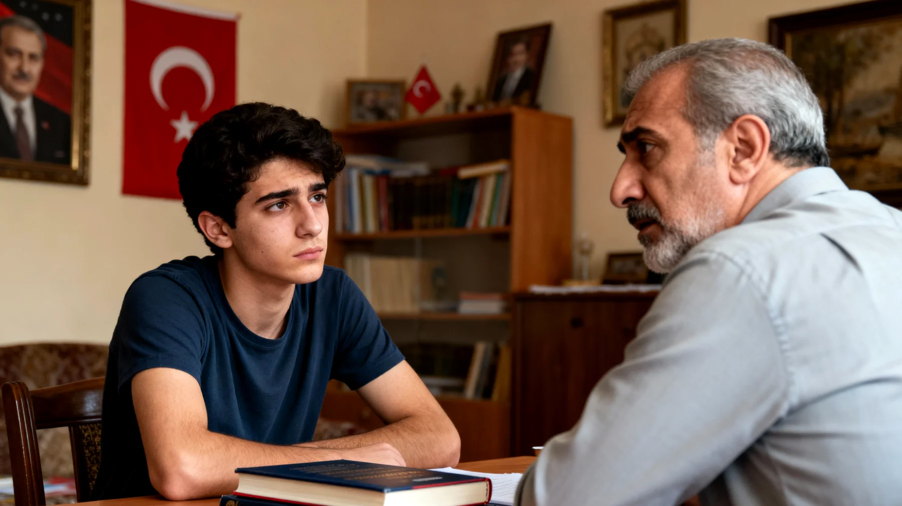 Baba, genç yetişkin oğlunun üniversite derslerine karşı motivasyonunu kaybetmesi ve sürekli ertelemesi nedeniyle endişeli. Oğlu sınavlara hazırlanmıyor ve geleceği konusunda umursamaz görünüyor."