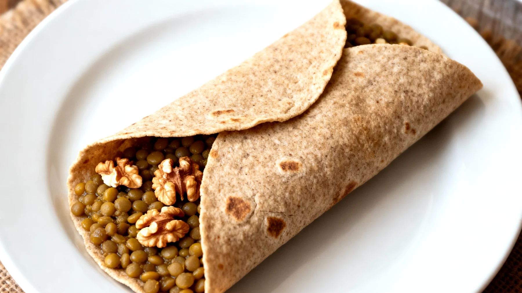Cevizli ve Mercimekli Wrap (Tam Buğday Tortilla ile)"
