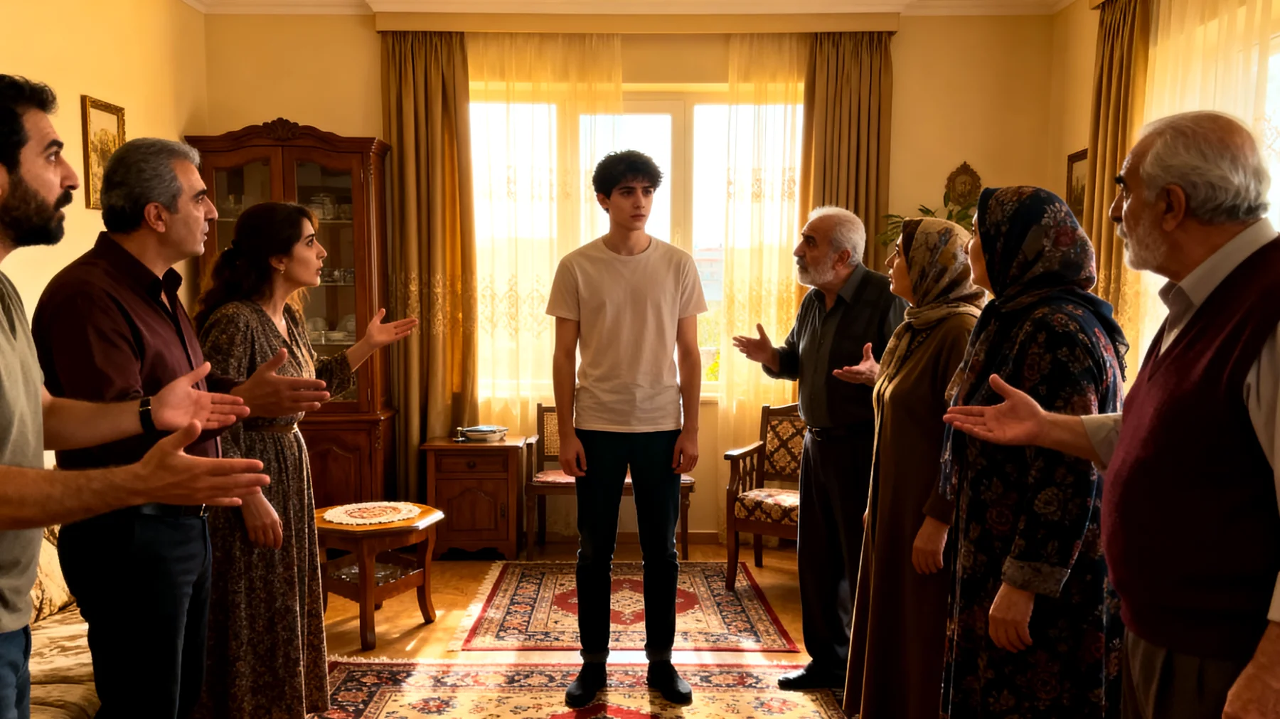 Ebeveynler ve geniş aile arasında genç yetişkin çocuğun yaşamına müdahale konusunda sürekli anlaşmazlıklar yaşanıyor. Büyükanne-büyükbaba ve diğer akrabalar istenmeyen tavsiyeler veriyor, eleştiriler yapıyor ve ebeveynlerin kararlarını sorguluyor."