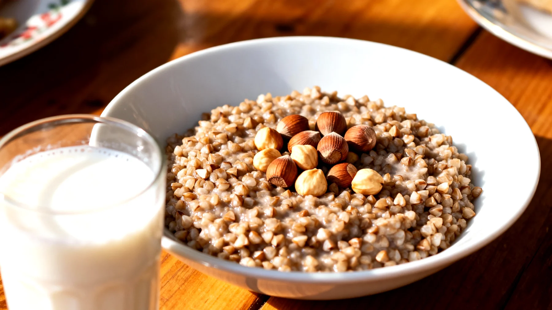 Karabuğday (Grechka) lapası fındık ve kefir ile"