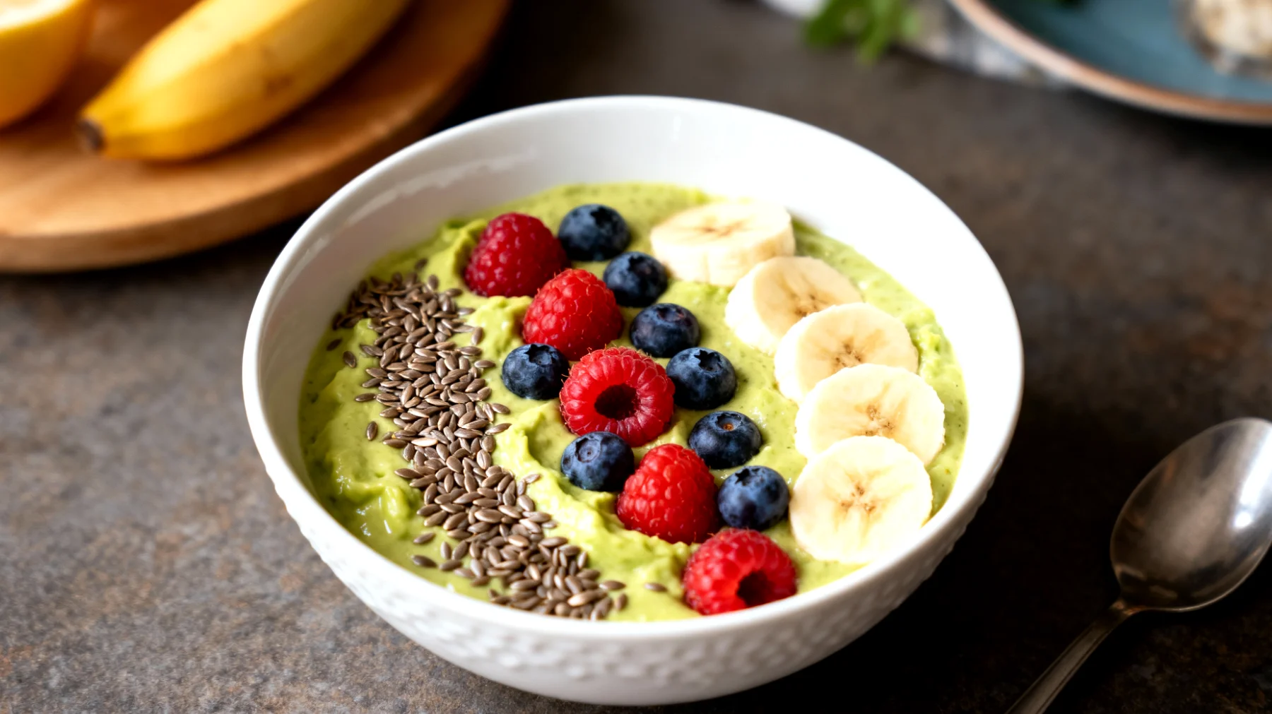Avokado ve Keten Tohumu Smoothie Bowl"