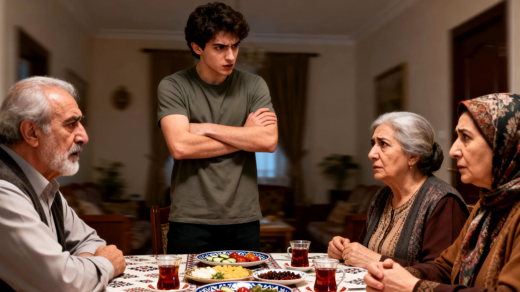 Genç yetişkin torun, büyükanne ve büyükbabanın tavsiyelerini dinlemiyor, kurallara karşı çıkıyor ve aile toplantılarında sürekli tartışmalara yol açan dürtüsel ve isyankâr davranışlar sergiliyor."