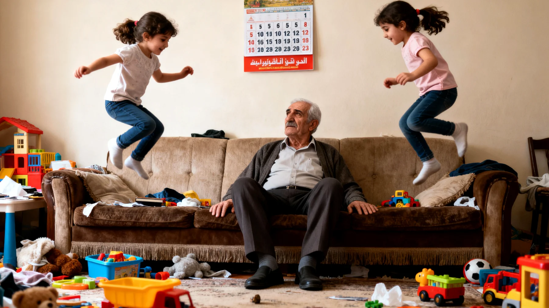 Büyükbaba, torunlarına karşı aşırı hoşgörülü davranıyor ve her istediklerini yapıyor. Çocuklar sınır tanımadan davranıyor, kuralları dinlemiyor ve büyükbaba 'hayır' diyemediği için durum giderek zorlaşıyor."