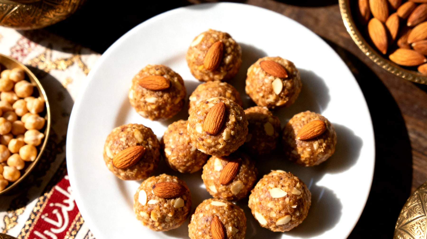Nohut ve badem ezme topları (çiğ enerji topları)"